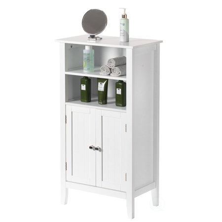 BASICWISE White Bathroom Storage Cabinet with 2 Doors and 2 Open Shelves for Bedroom, Bathroom, and Vanity QI004025.WT